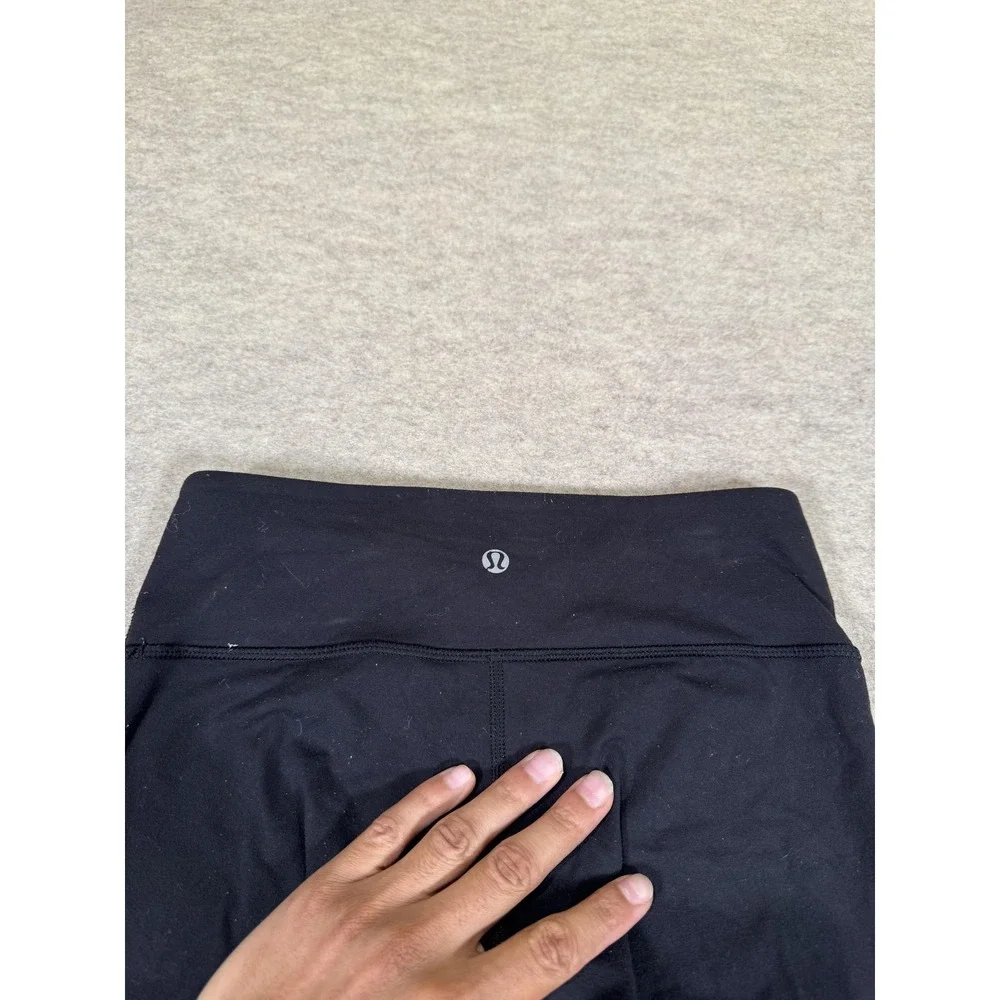 Lululemon Leggings Womens 4 Black Capri Foldover Waist Yoga Athletic Gym Stretch